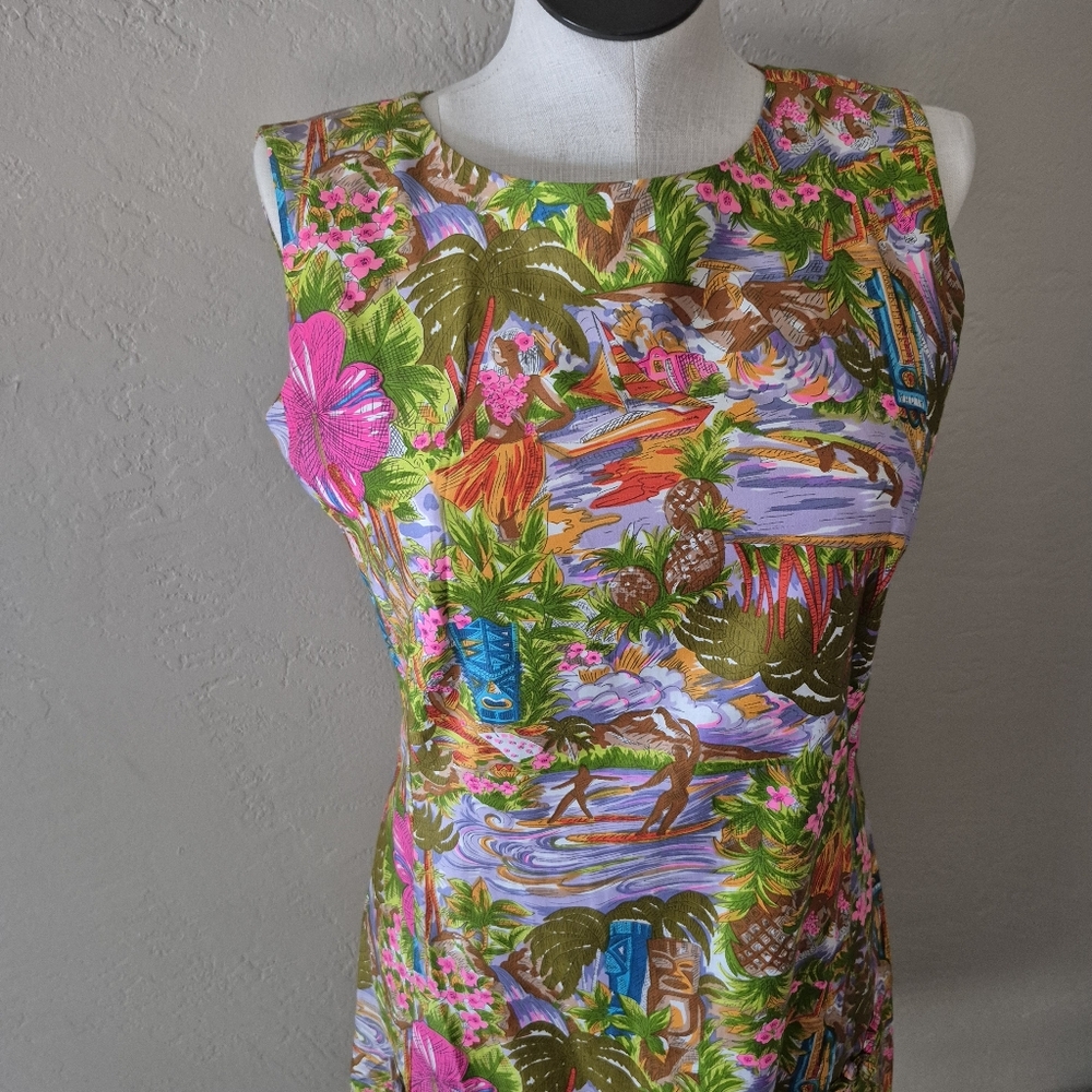 Vintage Liberty House Floral Tiki Dress Size 14 - Picture 7 of 16